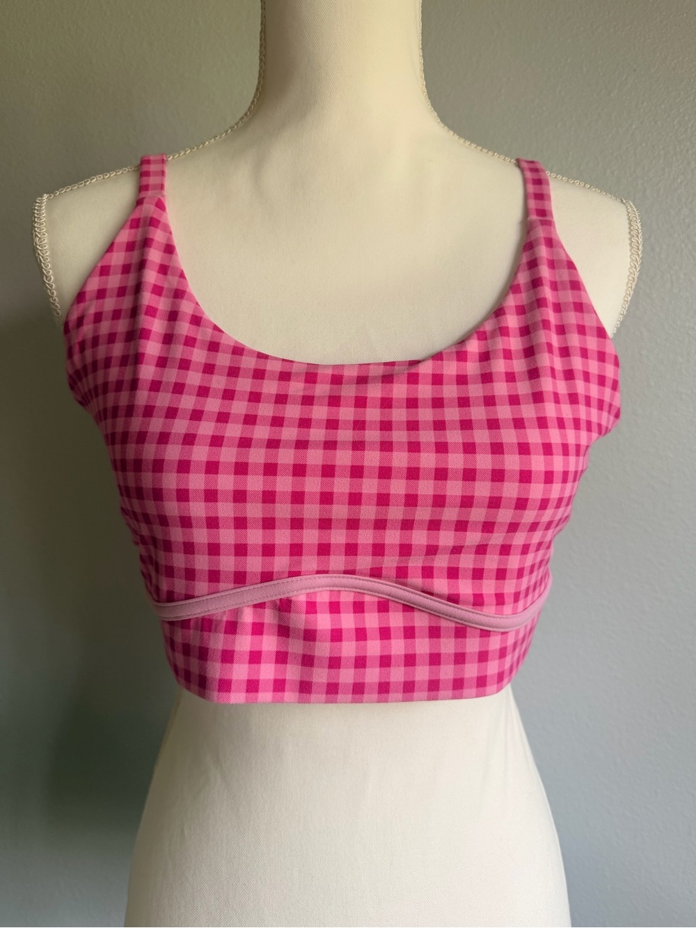 JoyLab Pink Gingham Scoop-Neck Sports Bralette